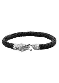 Kuzzoi, Herren Armband 'Schlange', Schwarz / Silber
