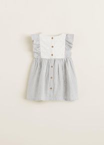 Mango Kids, Mädchen Kleid 'Iris', Grau / Weiß