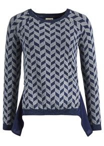 Khujo, Damen Pullover 'ANAIS', Blau / Weiß