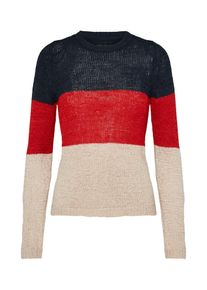 Only, Damen Strickpullover 'GEENA', Nachtblau / Puder / Rot