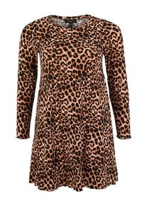 New Look Curves, Damen Kleid 'Leopard Soft Touch', Braun / Gelb