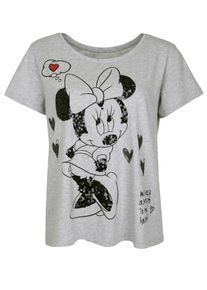 grace, Damen T-Shirt 'MINNEY', Grau / Rot / Schwarz