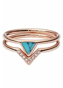 Fossil, Damen Ring-Set 'Dreieck', Türkis / Rosegold