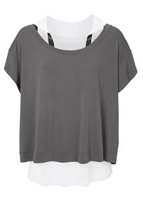 Heine, Damen Shirt, Grau / Weiß