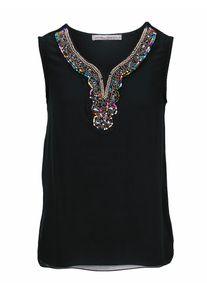 Heine, Damen Shirttop mit Schmuckapplikation, Schwarz