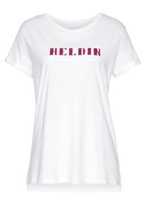 Herrlicher, Damen T-Shirt 'Kendall', Rubinrot / Silber / Wei&szlig;