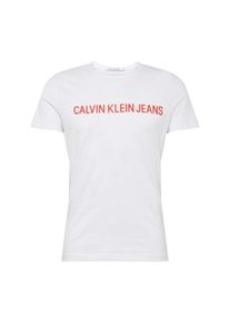 Calvin Klein Jeans, Herren T-Shirt 'INSTITUTIONAL SLIM LOGO TEE', Rot / Wei&szlig;