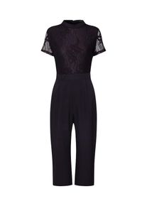 boohoo, Damen Overall 'High Neck Lace Cullotte Jumpsuit', Schwarz