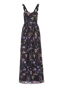 Vera Mont, Damen Maxikleid, Hellbeige / Blau / Ultramarinblau / Hellpink