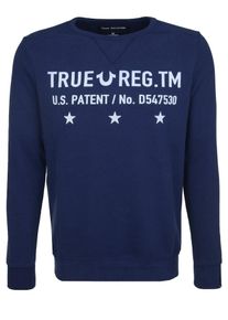 True Religion, Herren Sweatshirt 'Crew military', Navy / Weiß
