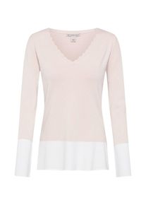 Anna Field, Damen Pullover 'Jumper Color Block V-Neck', Pfirsich / Wei&szlig;