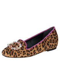 Andrea Conti, Damen Slipper, Braun / Hellbraun / Pink / Schwarz