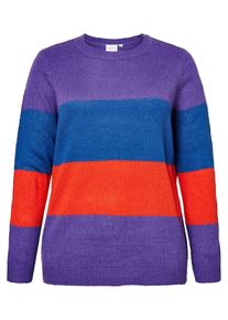 JUNAROSE, Damen Pullover, Blau / Neonlila / Hellrot