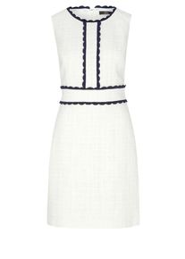 s.Oliver BLACK LABEL, Damen Bouclé-Kleid, Nachtblau / Weiß