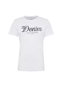 Tom Tailor Denim, Herren T-Shirt 'NOS crewneck tee with print', Schwarz / Weiß