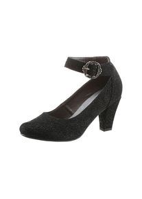 Hirschkogel, Damen Trachtenpumps mit Glitzerbeschichtung, Schwarz