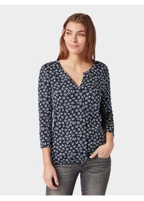 Tom Tailor, Damen Blusenshirt, Navy / Weiß