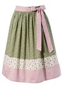 BERWIN & WOLFF BERWIN & WOLFF, Damen Trachtenrock im Mustermix mit Stoffgürtel, Khaki / Rosa / Weiß