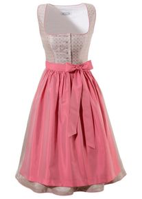HANNAH, Damen Dirndl midi in frischen Farben, Grau / Ros&eacute;