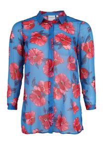 JUNAROSE, Damen Bluse 'JRTASIA', Blau / Rot / Transparent