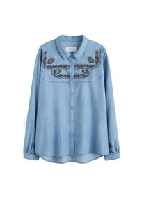 Violeta by Mango, Damen Hemd 'Chotta', Nachtblau / Hellblau / Hellbraun