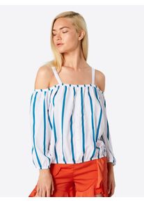 Q/S Designed By, Damen Bluse, Himmelblau / Naturwei&szlig;