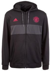 adidas Performance, Herren Kapuzenjacke 'Manchester United', Dunkelgrau / Feuerrot / Schwarz / Wei&szlig;