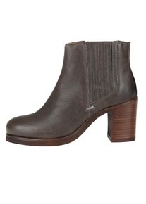 Shabbies Amsterdam, Damen Lederstiefelette 'ANKLE BOOTY', Braun / Dunkelgrau