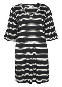 JUNAROSE, Damen Gestreiftes Kleid, Grau / Schwarz