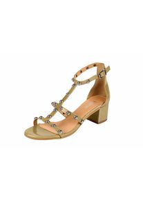 Heine, Damen Sandalette mit Nieten, Oliv