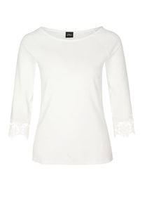 s.Oliver BLACK LABEL, Damen Shirt mit Spitzenbesatz, Weiß
