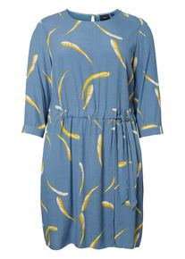 JUNAROSE, Damen Kleid, Rauchblau / Gelb / Wei&szlig;