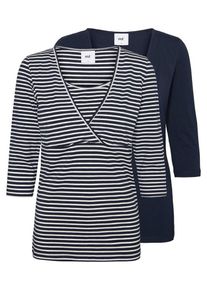 MAMALICIOUS, Damen Still-Bluse 2er-Pack, Nachtblau / Weiß