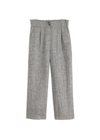 Mango, Damen Hose 'Belt', Schwarz / Weiß