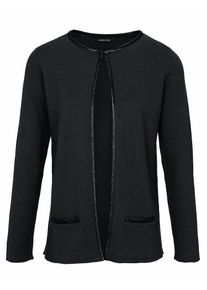 Heine, Damen Strickjacke Mit Paspelierung, Schwarz