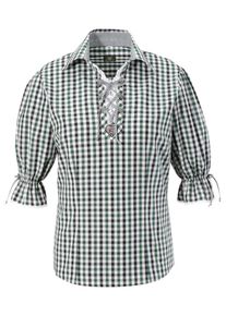 OS-Trachten, Damen Trachtenbluse, Tanne / Wei&szlig;