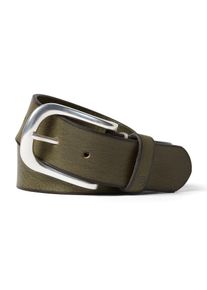 Tom Tailor Denim, Herren Ledergürtel, Oliv / Silber