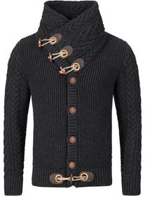 INDICODE JEANS, Herren Strickjacke 'Fort Worth', Anthrazit