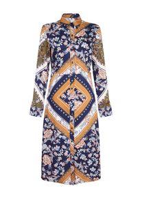 Mela London, Damen Kleider 'SCARF PRINT SHIRT DRESS', Navy / Ocker