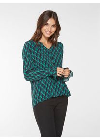 Y.A.S, Damen Bluse, Blau / Gr&uuml;n