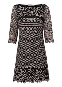 Heine, Damen Spitzenkleid, Puder / Schwarz