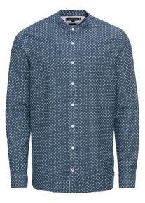 Tommy Hilfiger, Herren Hemd 'SLIM CO/LI MICRO PRINT SHIRT', Dunkelblau