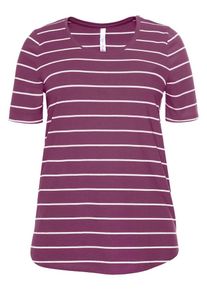 sheego Casual, Damen T-Shirt, Beere / Weiß
