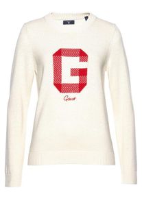 Gant, Damen Pullover, Rot / Wollwei&szlig;