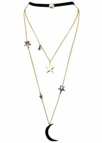 sweet deluxe, Damen Kette 'Choker Night, 6586', Gold / Schwarz / Silber