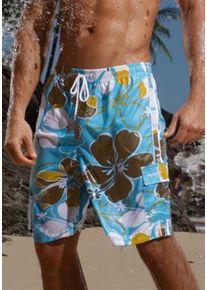 Olympia, Herren Badeshorts, Hellblau / Braun