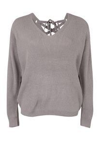 Urban Classics Curvy, Damen Pullover 'Ladies Back Lace Up Sweater', Grau