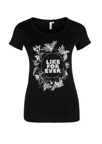Q/S Designed By, Damen T-Shirt, Schwarz / Silber / Weiß