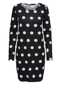 Only, Damen Print Kleid mit langen Ärmeln, Schwarz / Weiß