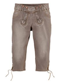 Marjo, Damen Bestickte 3/4 Trachtenjeans, Grau